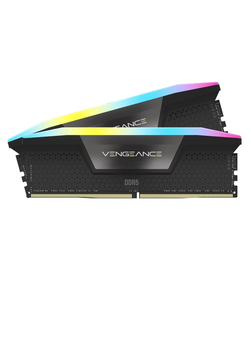 كورسير ذاكرة سطح المكتب VENGEANCE RGB DDR5 سعة 16 جيجابايت (2x8 جيجابايت) DDR5 5200 CL40-40-40-77 1.25 فولت إنتل XMP - أسود - Image 1