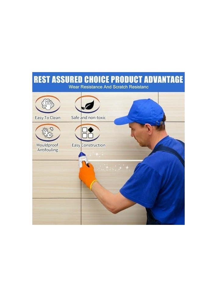Tile Grout Paint Cement Crack Filler Grout Sealer for Shower Tile Floor Tile and More Complete Solution for Filling Cracks and Gaps in Tile Surfaces Easy and Safe to Use White - Image 2