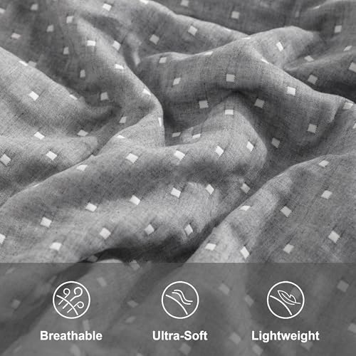 NTBAY Cotton Standard Pillow Shams, 3 Layer Muslin Breathable Soft Thermal Yarn Dyed Sham Covers, 2 Pack 20x26 Oxford Pillowcases with Envelope Closure, Grey Geometric - Image 3