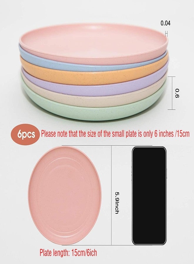SHECIPIN 12 PACK 6 Inches Lightweight Mini Wheat Straw Plates,Reusable Plate Set Dishwasher & Microwave Safe,Unbreakable Deep Dinner Plates, Plastic Plates Reusable,They are easy to clean BPA free - Image 3