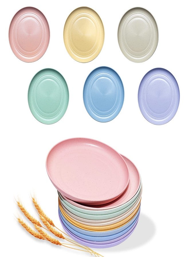 SHECIPIN 12 PACK 6 Inches Lightweight Mini Wheat Straw Plates,Reusable Plate Set Dishwasher & Microwave Safe,Unbreakable Deep Dinner Plates, Plastic Plates Reusable,They are easy to clean BPA free - Image 1