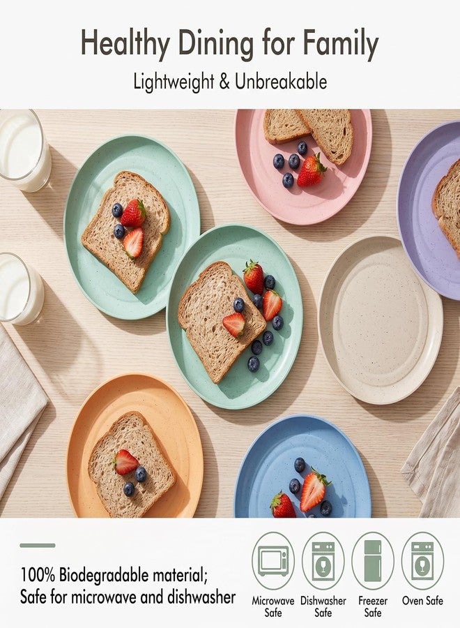 SHECIPIN 12 PACK 6 Inches Lightweight Mini Wheat Straw Plates,Reusable Plate Set Dishwasher & Microwave Safe,Unbreakable Deep Dinner Plates, Plastic Plates Reusable,They are easy to clean BPA free - Image 5
