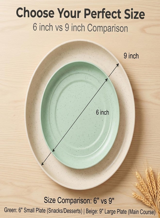 SHECIPIN 12 PACK 6 Inches Lightweight Mini Wheat Straw Plates,Reusable Plate Set Dishwasher & Microwave Safe,Unbreakable Deep Dinner Plates, Plastic Plates Reusable,They are easy to clean BPA free - Image 2