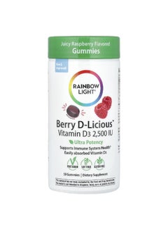 Rainbow Light Rainbow Light, Berry D-Licious™, Vitamin D3, Juicy Raspberry, 62.5 mcg (2,500 IU), 50 Gummies  - Image 1