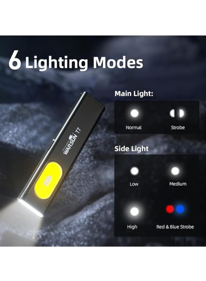 وارسون مصباح LED جيب متعدد الوضعيات مضغوط - 675 شمعة، شحن عبر USB-C، درجة تحمل IPX4، مزيج من المواد، نبض أحمر/أزرق، مناسب للحمل اليومي والسفر.  - Image 2