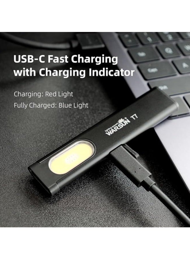 وارسون مصباح LED جيب متعدد الوضعيات مضغوط - 675 شمعة، شحن عبر USB-C، درجة تحمل IPX4، مزيج من المواد، نبض أحمر/أزرق، مناسب للحمل اليومي والسفر.  - Image 3