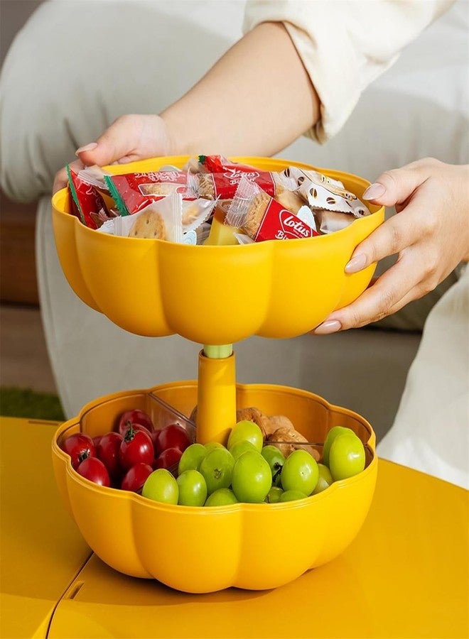 ATMEET Halloween Pumpkin Snackle Box Container Halloween Decorations Organizer Versatile Snack Storage 2 Tier Lazy Susan Divided Serving Tray - Image 3