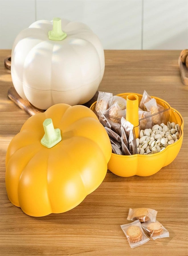 ATMEET Halloween Pumpkin Snackle Box Container Halloween Decorations Organizer Versatile Snack Storage 2 Tier Lazy Susan Divided Serving Tray - Image 5