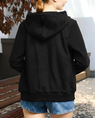Argstar Women's Fleece Hoodies Lightweight Full Zip Sweatshirts with Pockets Long Sleeve Casual Hooded Jackets Black L - Image 2