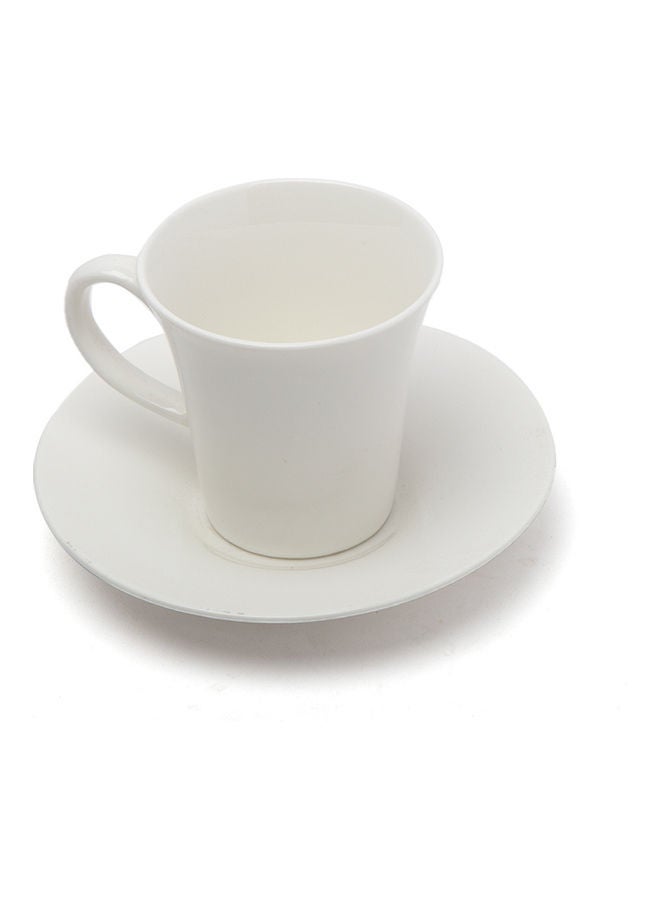 NIBEMINENT Elegant Tea Mug With Plate White 160ml - Image 1