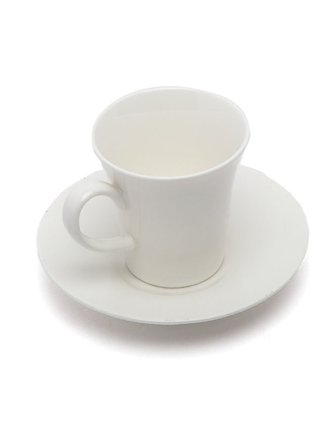 NIBEMINENT Elegant Tea Mug With Plate White 160ml - Image 2