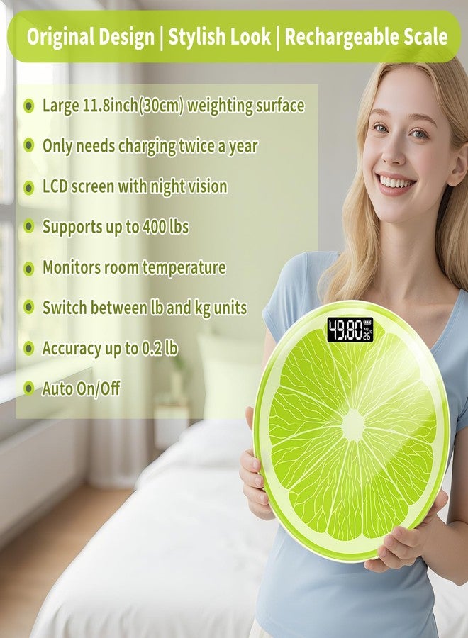 LAYUKI Rechargeable Bathroom Scale - Accurate Digital Weight Scale (±0.1 lb), 400 lbs Capacity, Large LED Display, No Batteries, Step-On Technology for Easy Home Use - Image 2