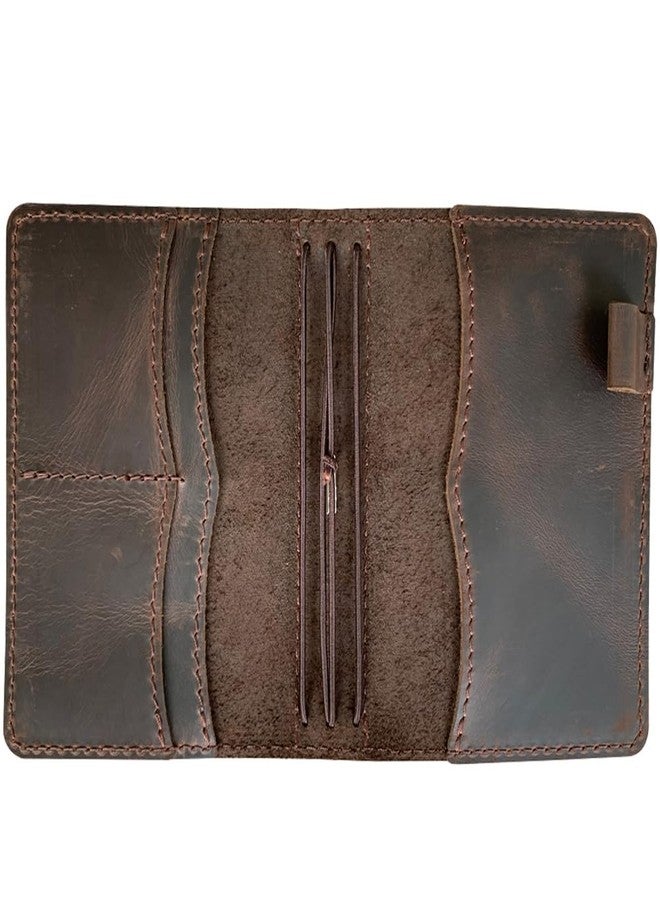 newestor Travelers Notebook Cover with Inner Pockets, Card Slots and Pen Holder, A6 Size, Dark Brown - Image 2