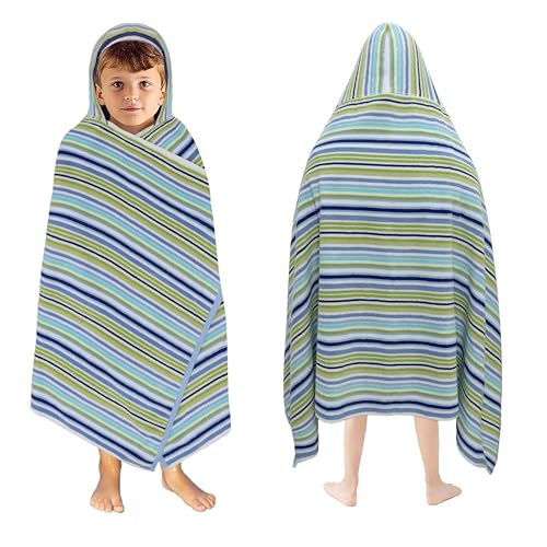 ORIGINAL KIDS Hooded Bath Towel Wrap 100 Cotton Terry Large Oversized Hooded Kids Towel Toddler Shower Pool Beach Towel Super Soft Plush Absorbent Quick Dry Easy Care Gift 30x60 Blue Multi - Image 1