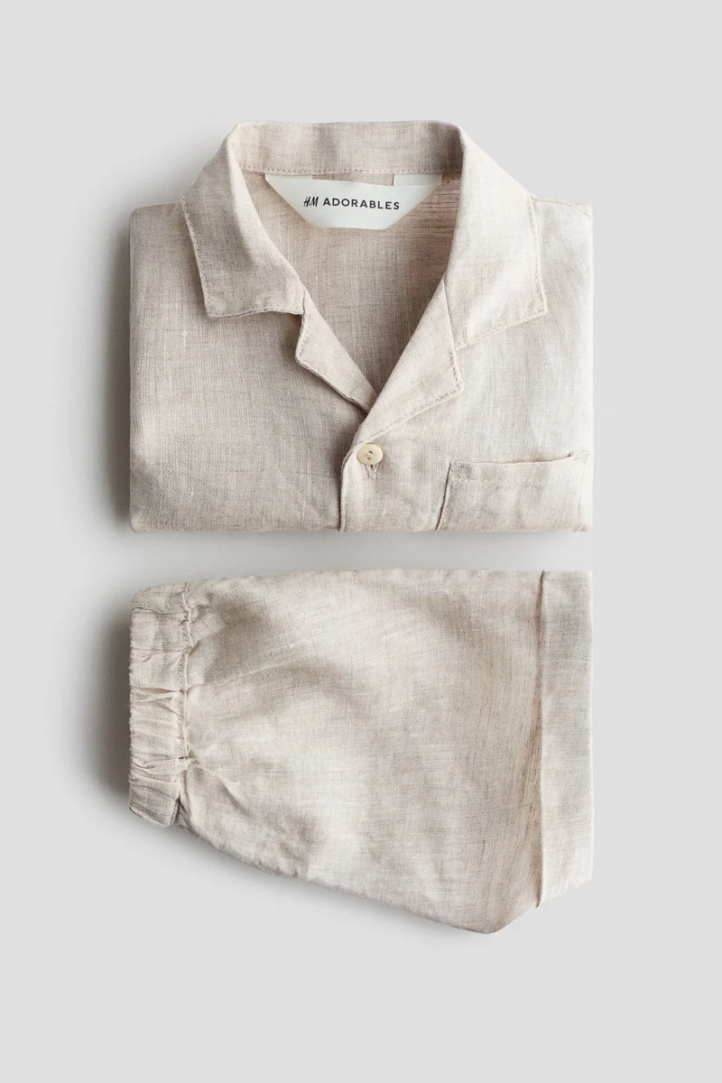 اتش اند ام طقم ملابس من الكتان- عبوة من قطعتين