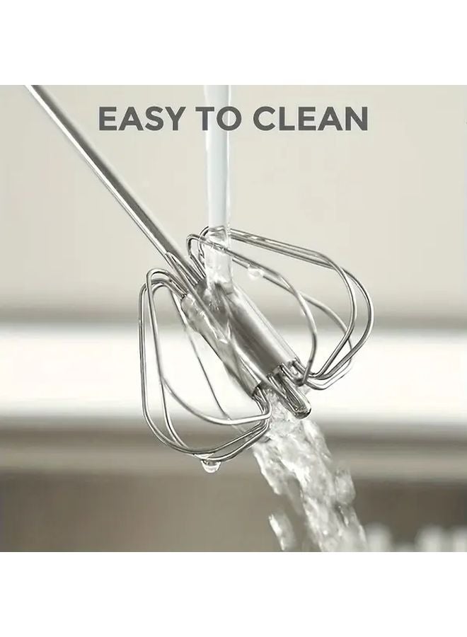 Silvery Manual Hand Mixer Heavy Duty Stainless Steel Beaters For Baking Whipping Cream - Image 5