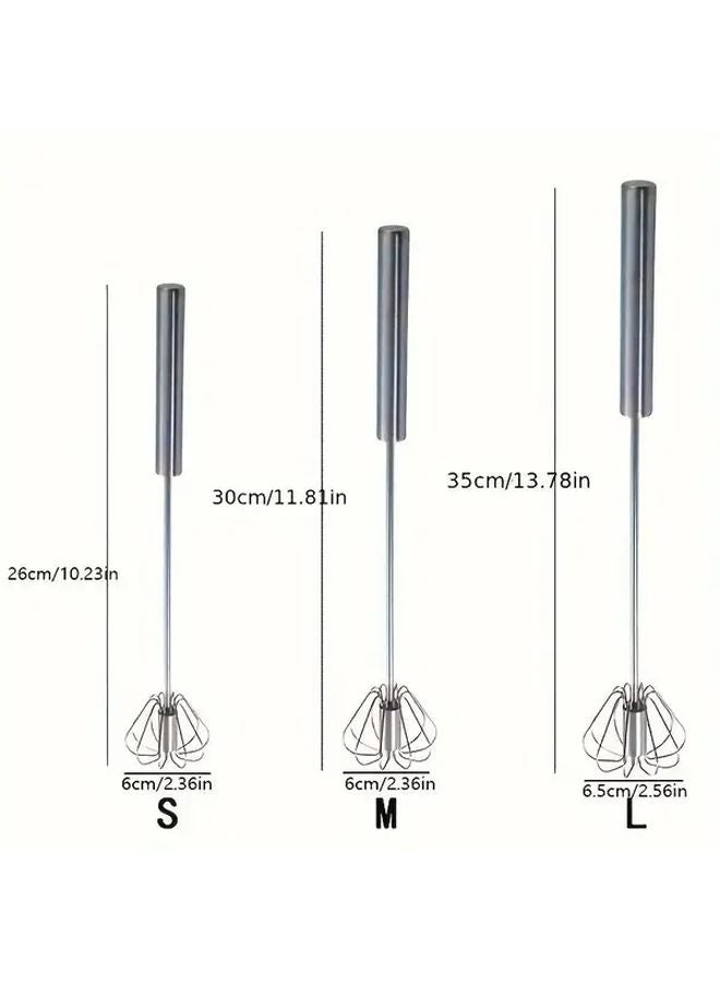 Silvery Manual Hand Mixer Heavy Duty Stainless Steel Beaters For Baking Whipping Cream - Image 4