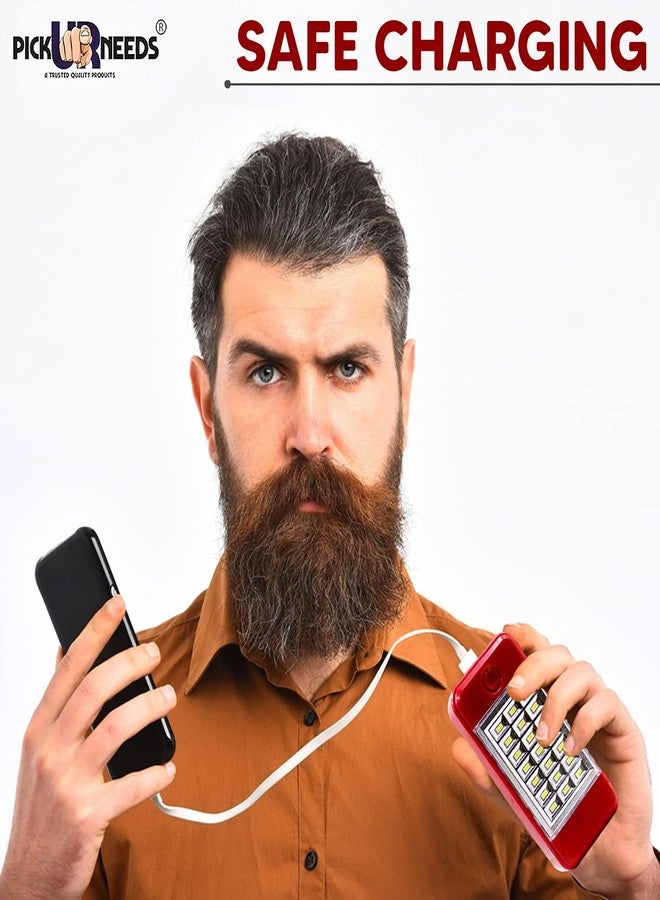 اختر احتياجاتك مصباح أرضي صغير يعمل بالطاقة الشمسية قابل لإعادة الشحن للطوارئ، مزود بـ 21 مصباح LED SMD (أحمر) - Image 5