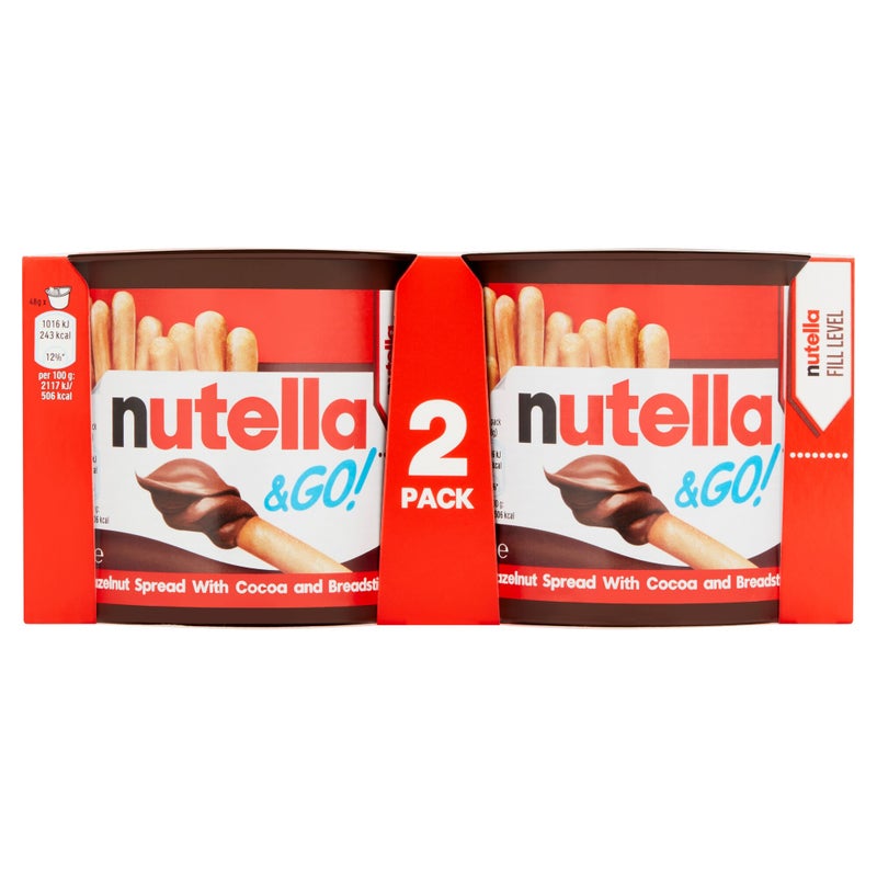 Nutella & Go! Hazelnut Chocolate Spread and Breadsticks Snack Pot Multipack 2 x 48g