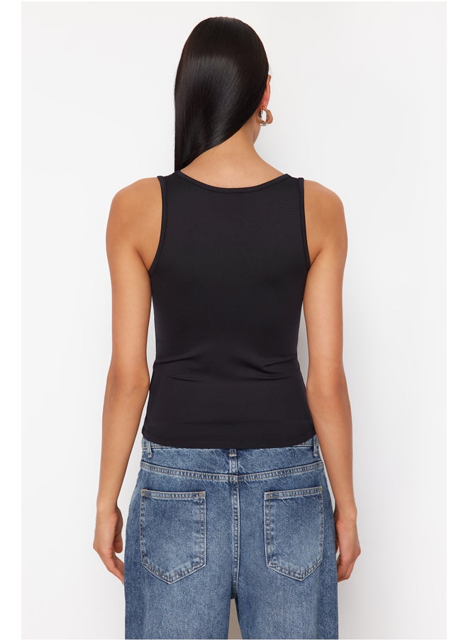 trendyol - Black Polyamide Pool Neck Fitted Super Flexible Knitted Undershirt TWOSS24AL00065 - Image 1