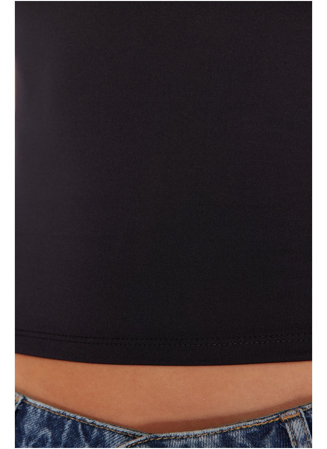 trendyol - Black Polyamide Pool Neck Fitted Super Flexible Knitted Undershirt TWOSS24AL00065 - Image 1