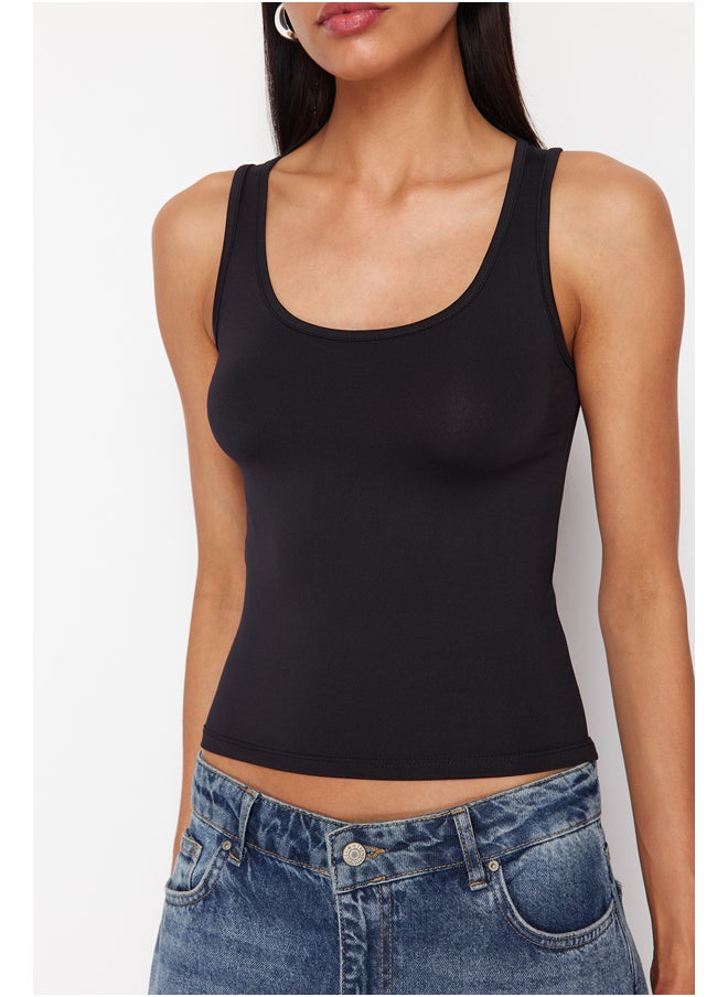trendyol - Black Polyamide Pool Neck Fitted Super Flexible Knitted Undershirt TWOSS24AL00065 - Image 1