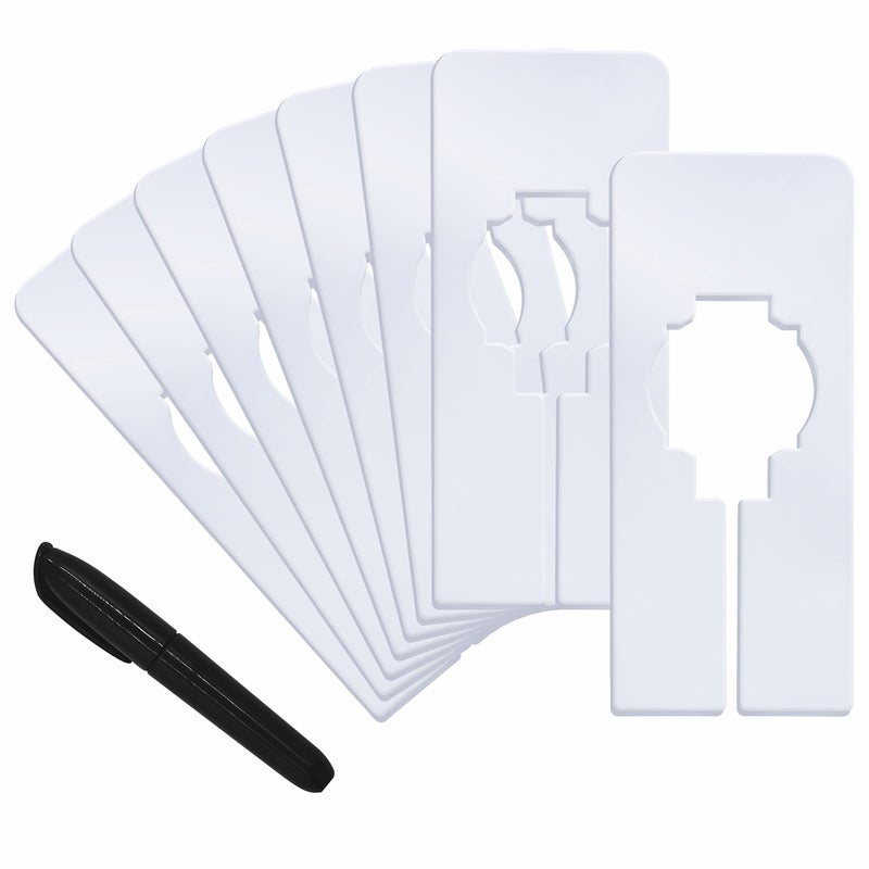Vantasii 8 PCS Closet Rack Dividers Wardrobe partition Board White Rectangular Clothing Hanger Dividers with a Bonus Marker Writable  Reusable for Sorting Clothes Size Color