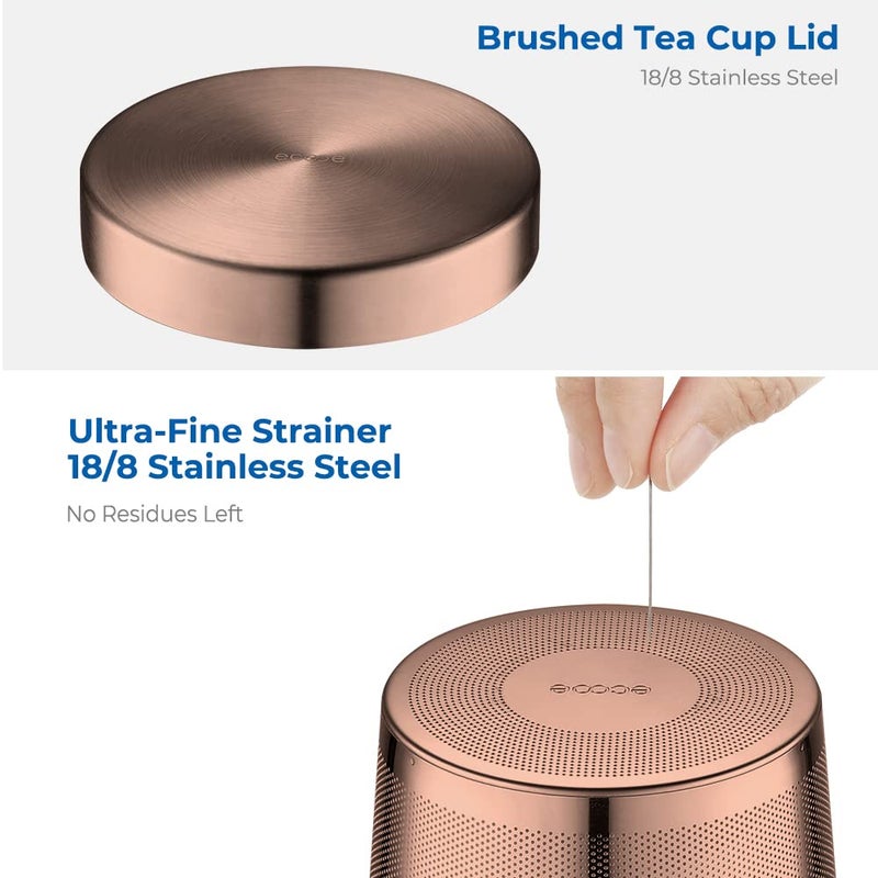 ecooe Tea Infuser Mug 16.9oz Glass Tea Cup with Removable Stainless Steel Infuser and Lid, Clear Glass Tea Cup 500ml Teacup for Loose Leaf Tea, Birthday for Parents Dad Mum Friends (Bronze) - Image 3