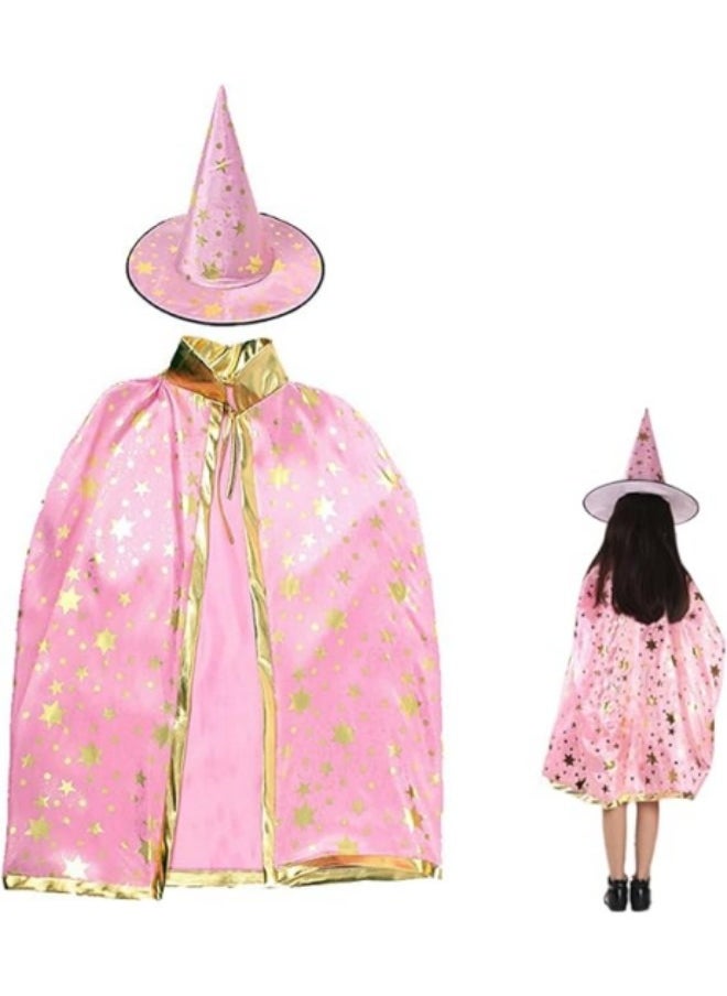 GGEROU Festival Costumes Cosplay Kids Wizard Party Costume Cloak Fancy Dress Witch Cape With Hat  - Image 1