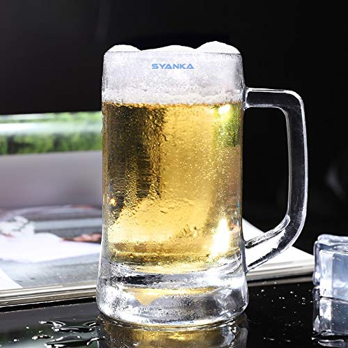 SYANKA Italian Premium Heavy Bottom Beer Mugs Set of 2, Transparent, 400 ML, Premium Beer Glass, Perfect for Gift - Image 1