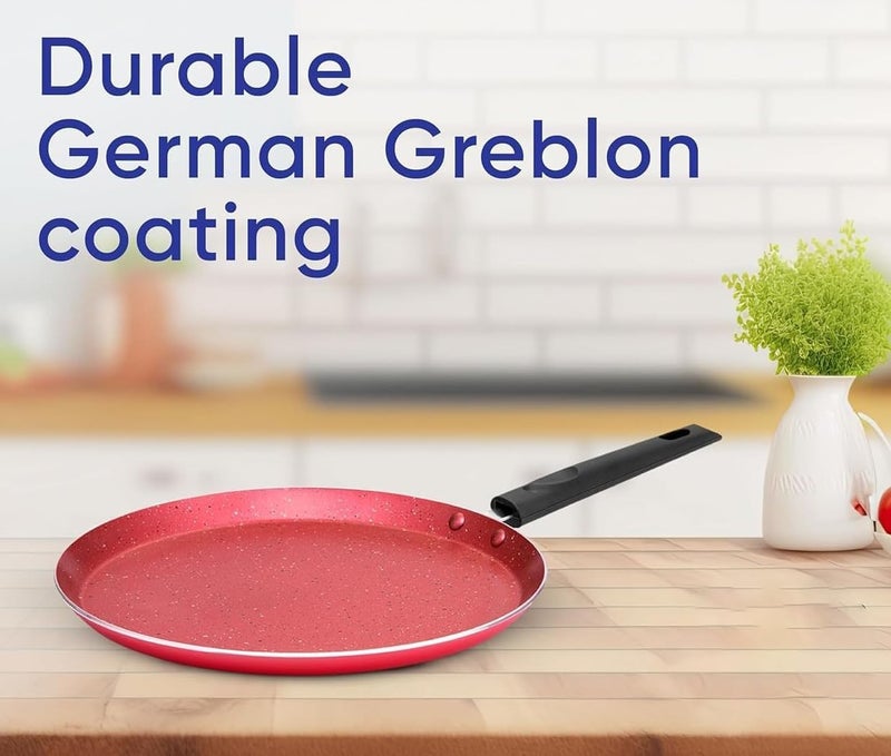 KN ENTERPRISE KN Non Stick Frying pan nonstick Pizza pan dosa pan Ceramic pan for Cooking Omelette pan Induction Base Maroon - Image 2