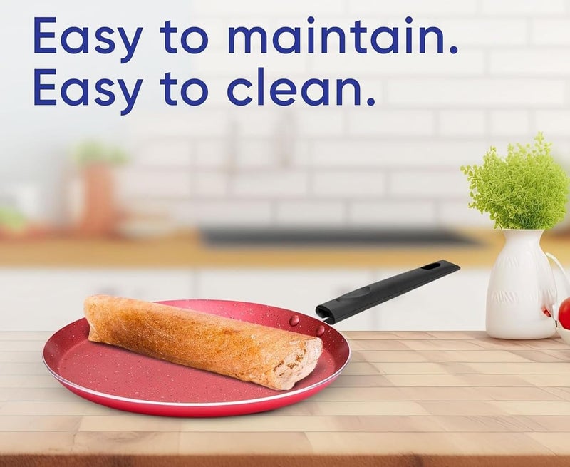KN ENTERPRISE KN Non Stick Frying pan nonstick Pizza pan dosa pan Ceramic pan for Cooking Omelette pan Induction Base Maroon - Image 3