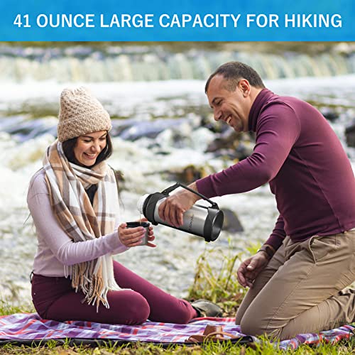 HoneyBee 41 Ounce,Vacuum Insulated Bottle,Coffee Thermos,Thermos for Hot Drinks. Twist and Pour TopThermos & Cleaning Brush. Commute, Travel, and Picnic Friendly Portable.Bpa-Free .（Silver） - Image 5
