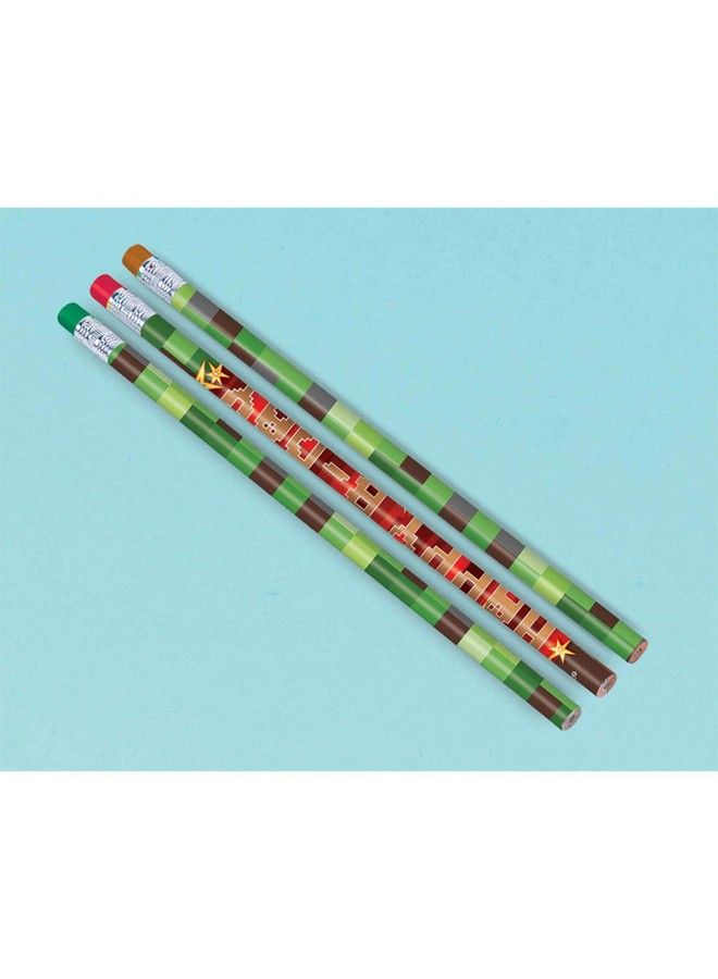 Amscan Pixelated No. 2 Wood Pencils ; Happy Birthday Party Favors ; 7.5" ; 12 Pcs. - Image 1