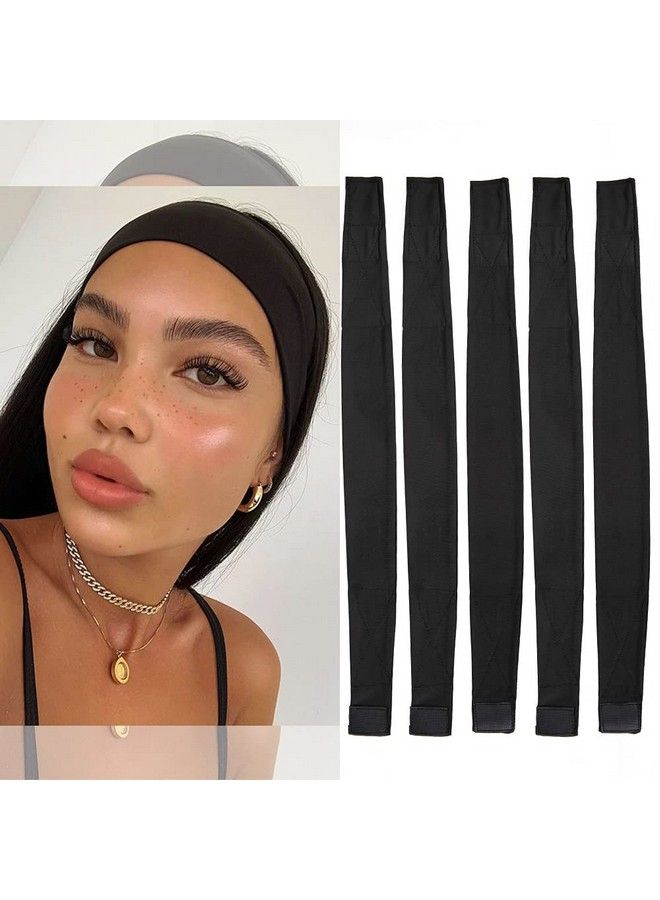 AliLeader 5Pcs Silk Headband Black Headband For Making Wig Silk Elastic Band Adjustable Silk Headband For Headband Wig And Wig Cap - Image 1