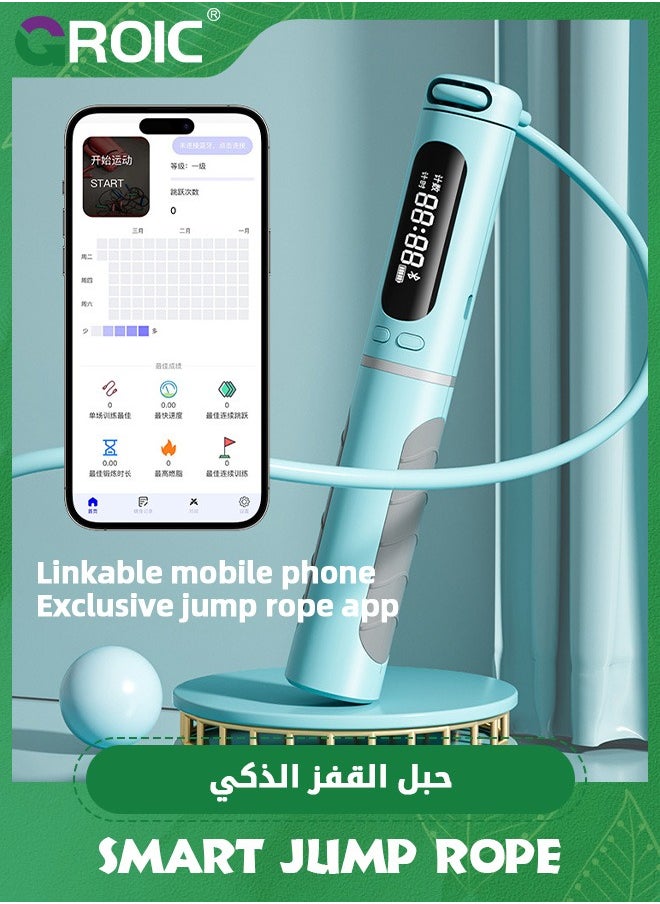 GROIC - Jump Rope,Tangle free rapid speed jump ropes with counter and Timer for fitness,Skipping rope with app and Load-bearing balls,Fitness Exercise Training - Image 1