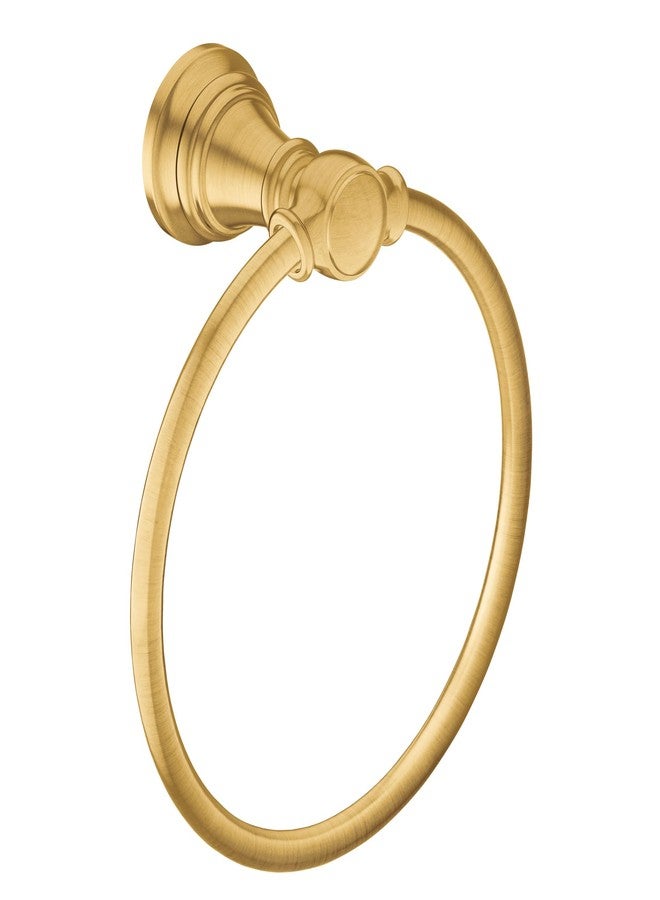 Moen Weymouth Brushed Gold Bathroom Hand -Towel Ring, YB8486BG - Image 1