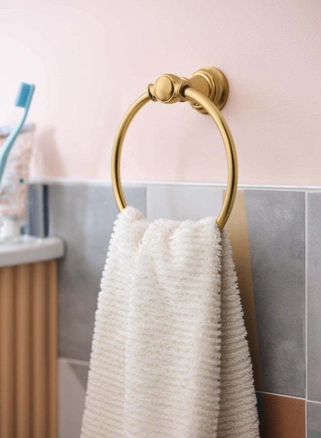 Moen Weymouth Brushed Gold Bathroom Hand -Towel Ring, YB8486BG - Image 2