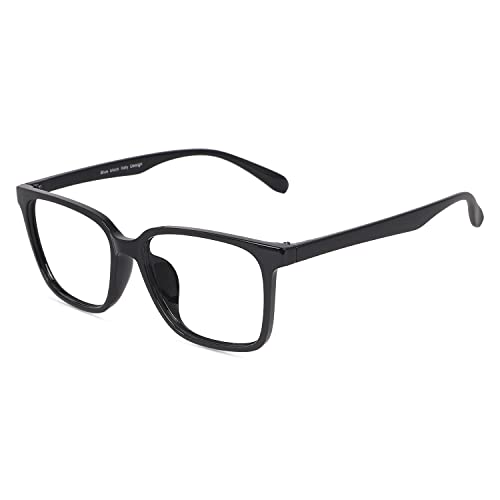 Dervin Blue Light Blocking Glasses Gaming Filter Transparent Square Eyeglasses for Eye Protection Men and Women, Computer/Tablet/Laptop/Mobile/TV, Anti-blue & Anti eyestrain (Black) - Image 1