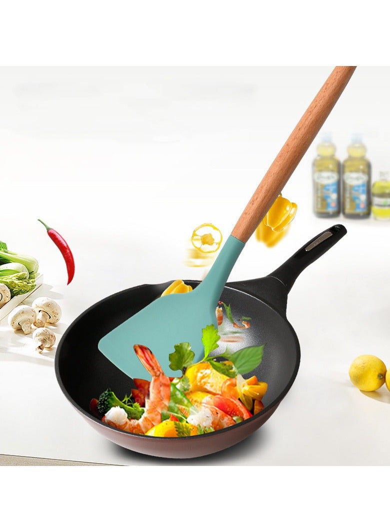Silicone Kitchenware 19-Piece Set Non-Stick Cooking Shovel Spoon Kitchenware With Storage Bucket Knife Set For Cutting Slicing Dicing Chopping Cooking Such as Stir-Frying(green）  - Image 2