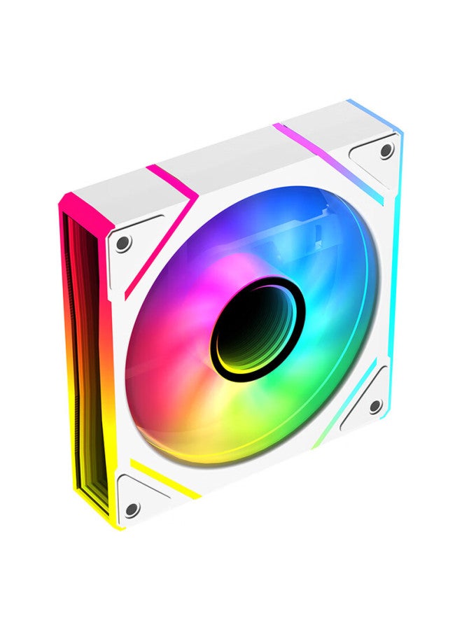 Sama Jingjie V3 White Jingye 12cm Case Fan, Argb Infinite Mirror Light, 5v3p Light Synchronization, Small 4p-pwm Speed Adjustment, Hydraulic Bearing, Standard Shock-absorbing Pad - Image 3