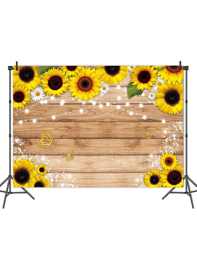 Qian Sunflower Wooden Photography Backdrop 7X5Ft For Birthday Newborn Baby Shower Supplies Rustic Wood Board Butterfly Photo Background Wedding Bridal Shower Party Banner Photoshoot Decor - Image 4