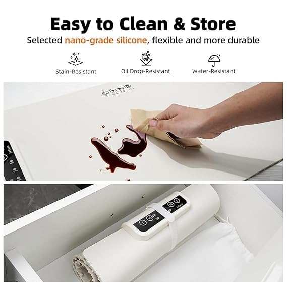 SHOPECOM سخان طعام كهربائي من شوبكوم مع 3 إعدادات حرارة طاولة طعام قابلة للطي ومحمولة لوح تسخين طعام كهربائي لتسخين الأطباق طاولة طعام للمطبخ - Image 4