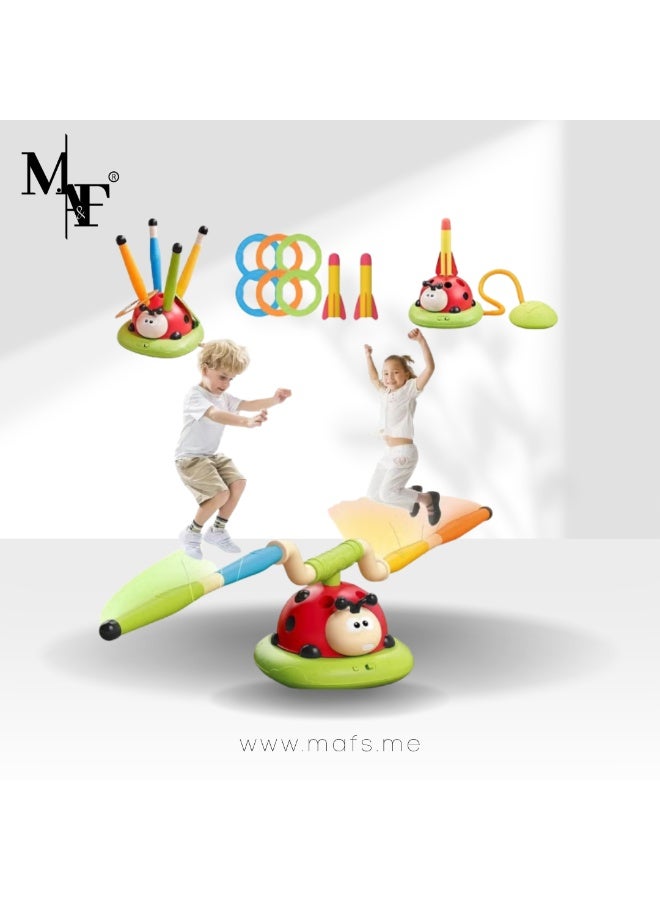 M.A&F's 3 in 1 Musical Jump, Toss Ring Game Toy and Stomping Launch Rocket Launcher for Kids Outdoor Toys with Remote Control, Indoor Outside Toys for Kids Ages 4-8 Toys for Ages 5-7 8-13 Kids Gifts - Image 1