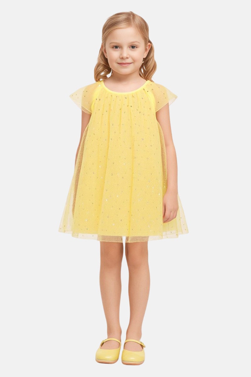 English Laundry فستان منسوج للبنات، أصفر - Image 1