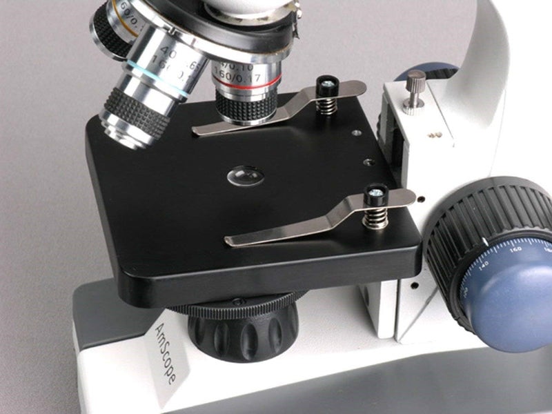 AmScope M150 Compound Monocular Microscope, WF10x Eyepiece, 40x-400x Magnification, LED Illumination, Brightfield, Single-Lens Condenser, Coarse and Fine Focus, Plain Stage, 110V - Image 3
