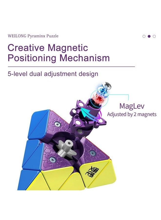 MoYu - Jiezz Moyu Weilong Pyraminx 2022 With 48 Magnets Maglev Pyramid Speed Cube Visible Magnetism Adjusting System Elasticity Adjustable Speed Cube Stickerless Triangle Cube - Image 1
