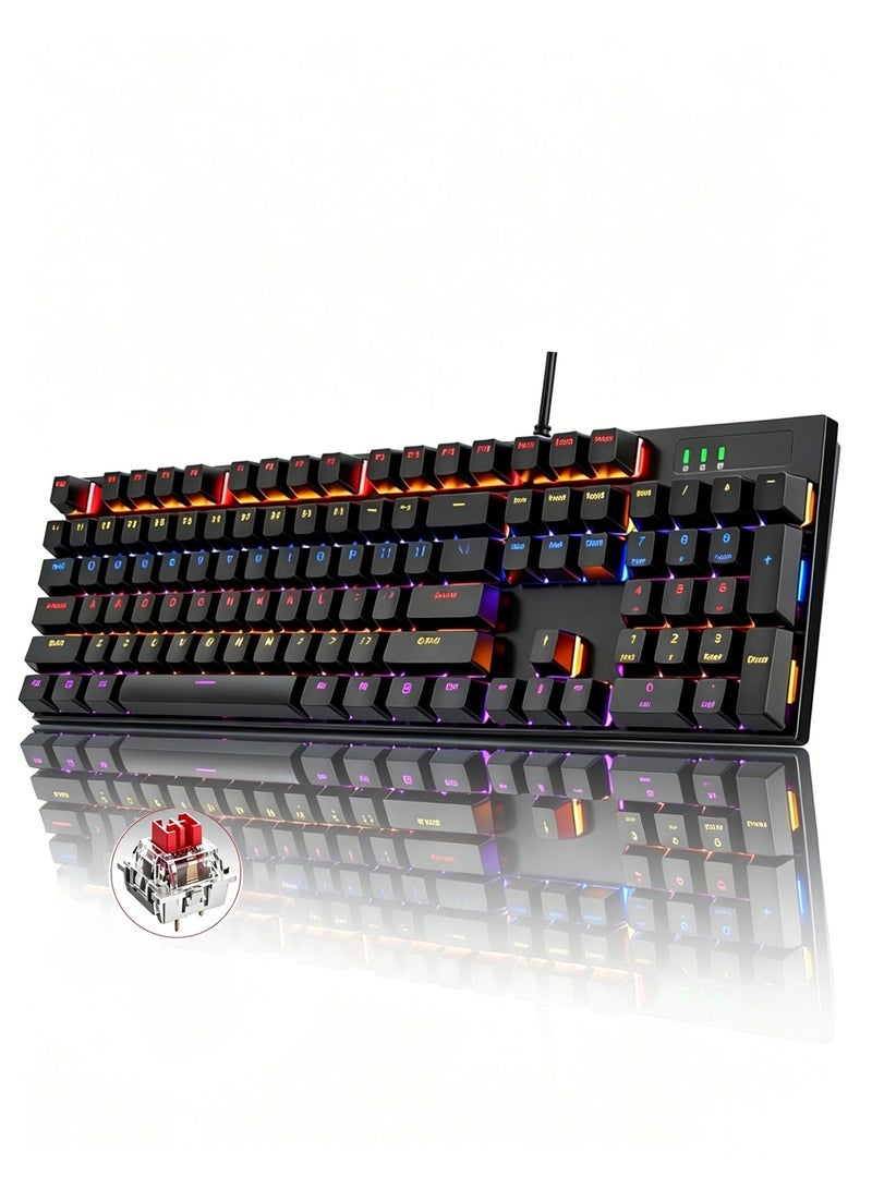 Mechanical Gaming Keyboard Wired RGB Backlit Keyboard Ergonomic Design Detachable Type-C Cable For PC Gamers And Office Use - Image 1