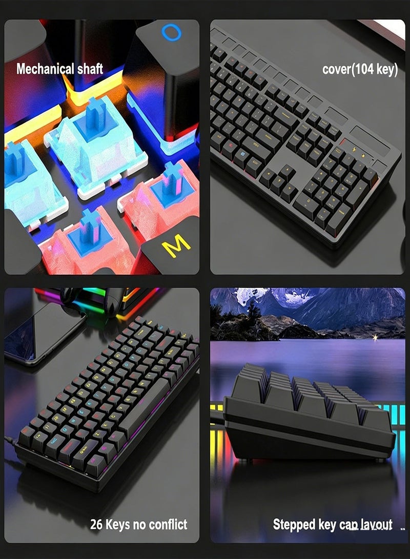 Mechanical Gaming Keyboard Wired RGB Backlit Keyboard Ergonomic Design Detachable Type-C Cable For PC Gamers And Office Use - Image 2