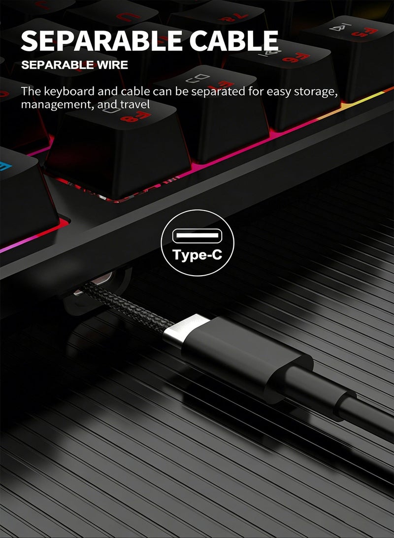 Mechanical Gaming Keyboard Wired RGB Backlit Keyboard Ergonomic Design Detachable Type-C Cable For PC Gamers And Office Use - Image 4